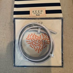 KEEP Double Quilted Band- Cream/Metallic Blue- NWT